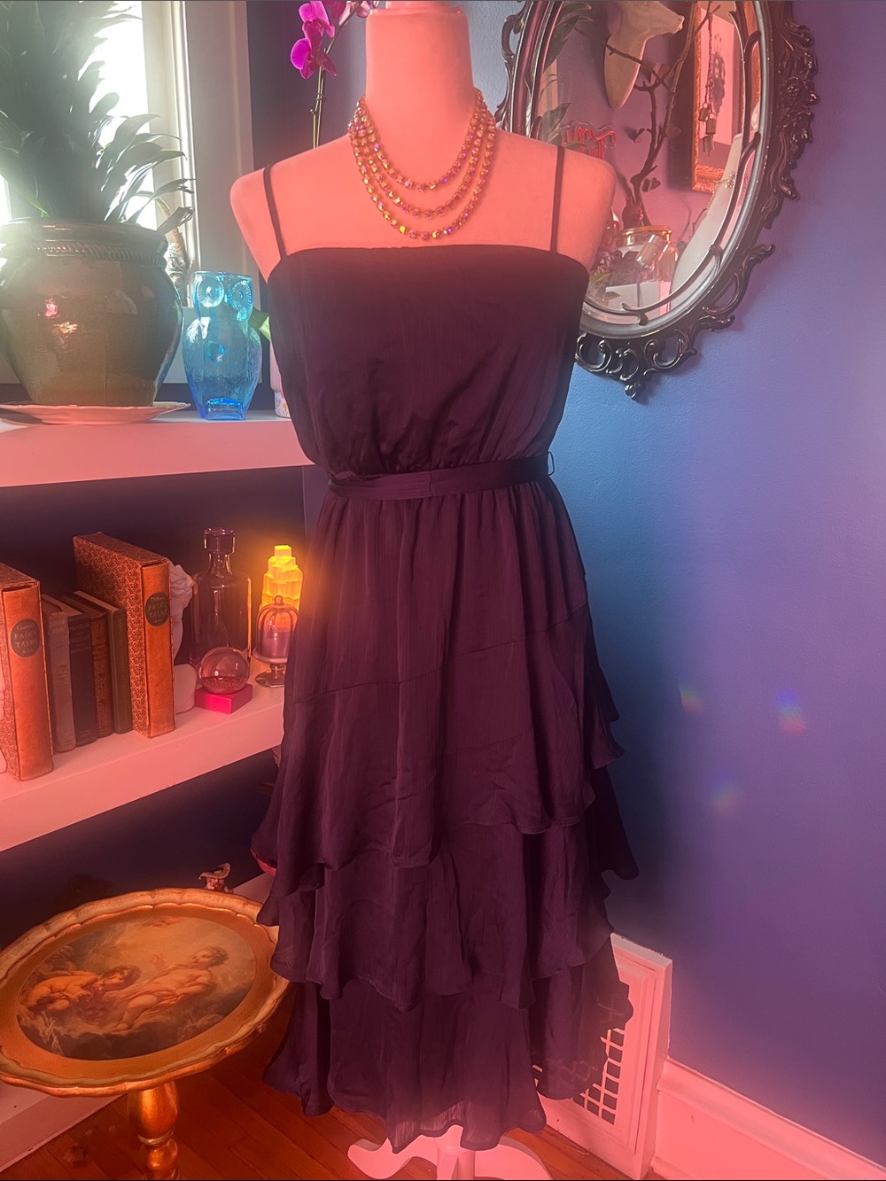 Blue Rain Dark Navy Tiered Cocktail Dress